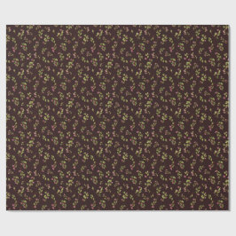 Tossed Floral Wildblumen auf Schokoladenbraun Geschenkpapier