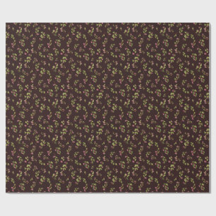 Tossed Floral Wildblumen auf Schokoladenbraun Geschenkpapier