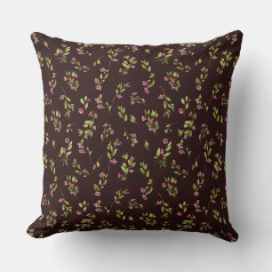 Tossed Floral Wildblumen auf Schokoladenbraun Kissen