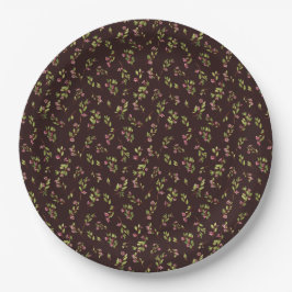 Tossed Floral Wildblumen auf Schokoladenbraun Pappteller