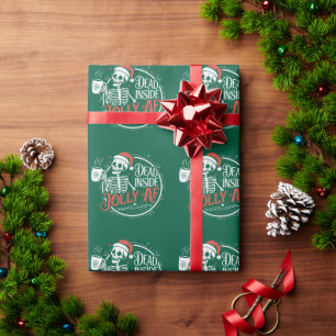 Tot aber dennoch lustiger Totenkopf-Weihnachtsmann Geschenkpapier