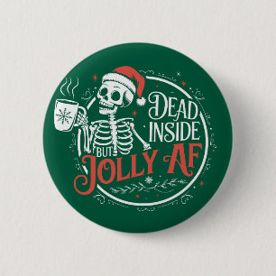 Tot aber drinnen drin lustiger Totenkopf-Weihnacht Button