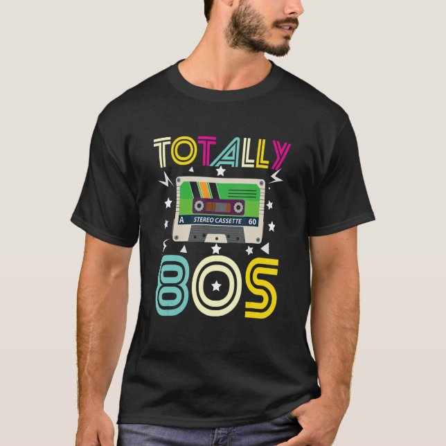 Total 80er Jahre Retro Old School Stereo Cassette  T-Shirt (Vorderseite)