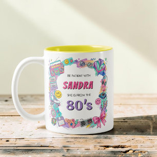 Total abgefahrene 80er-Fun-Rollschuh-Boombox-Style Zweifarbige Tasse