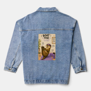 Total entspannende Bootshaltung, Dunkles Lila Jeansjacke