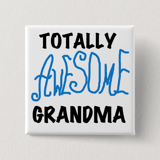 Total fantastische Großmutter - blaue T-Shirts und Button (Vorderseite)