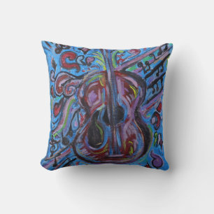 Total Jazzy Blue Abstract Gitarre Folk Art Kissen