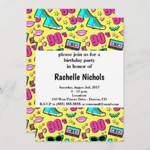 Total Neunzigerjahre gemustert Einladung