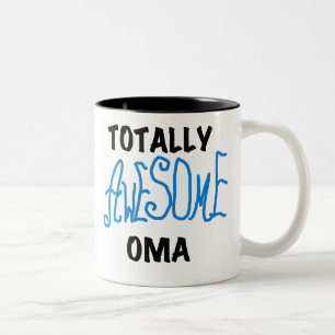 Total Phantastisch Oma Blue T - Shirt und Geschenk Zweifarbige Tasse