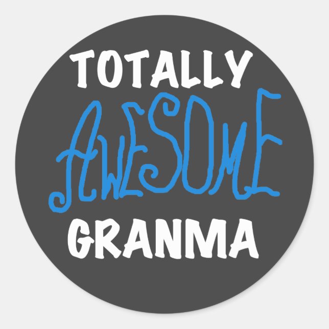 Total Phantastische Granma Blue T - Shirt und Gesc Runder Aufkleber (Vorderseite)