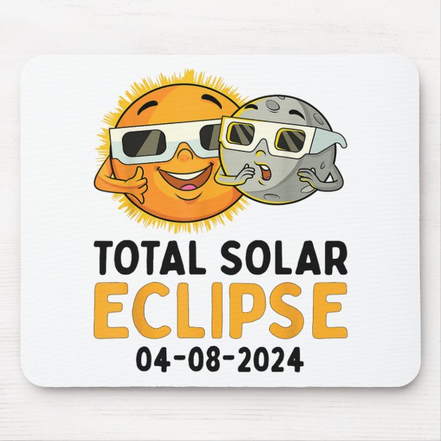 Total Solar Eclipse 2024 Brillen Funny Sun Moon Ki Mousepad (Vorne)