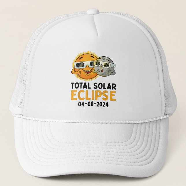 Total Solar Eclipse 2024 Brillen Funny Sun Moon Ki Truckerkappe (Vorderseite)