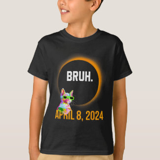 Total Solar Eclipse 2024 Fun Cat Sprichwort Bruh M T-Shirt