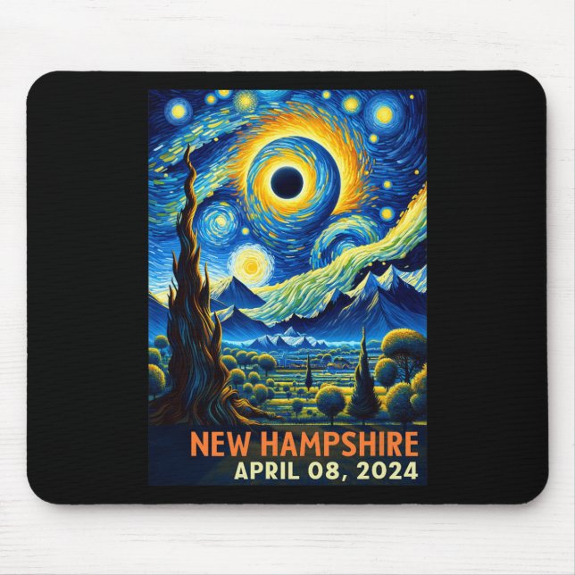 Total Solar Eclipse 2024 New Hampshire Starry Nigh Mousepad (Vorne)