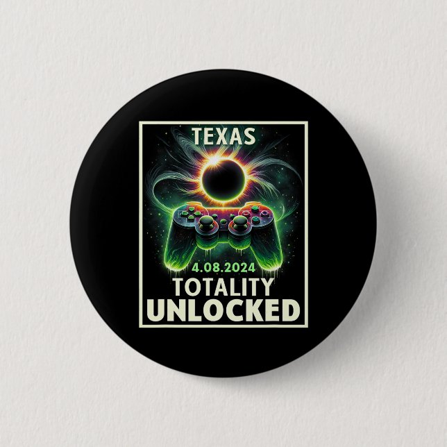 Total Solar Eclipse 2024 Texas Video Game Gamer Button (Vorderseite)