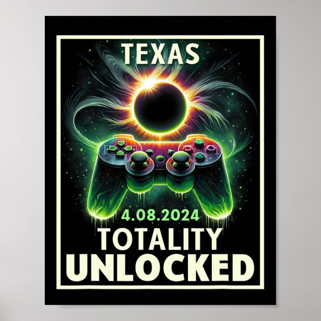 Total Solar Eclipse 2024 Texas Video Game Gamer Poster (Vorne)