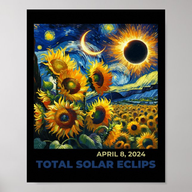 Total Solar Eclipse 2024 Vincent Van Gogh Art Sunf Poster (Vorne)