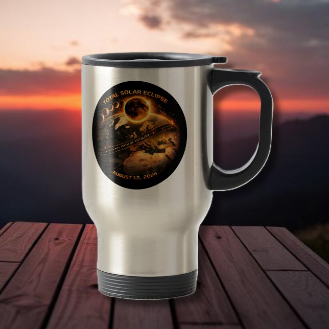 Total Solar Eclipse 2026 Path of Totality Reisebecher (Total Solar Eclipse 2026 Path of Totality Travel Mug )