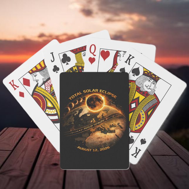 Total Solar Eclipse 2026 Path of Totality Spielkarten (Zazzle Total Solar Eclipse 2026 Path of Totality Poker Cards )