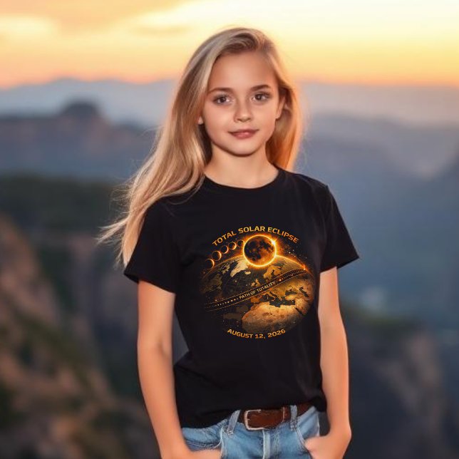 Total Solar Eclipse 2026-Path of Totality T-Shirt (Total Solar Eclipse August 12 2026 path of totality t shirts kids)
