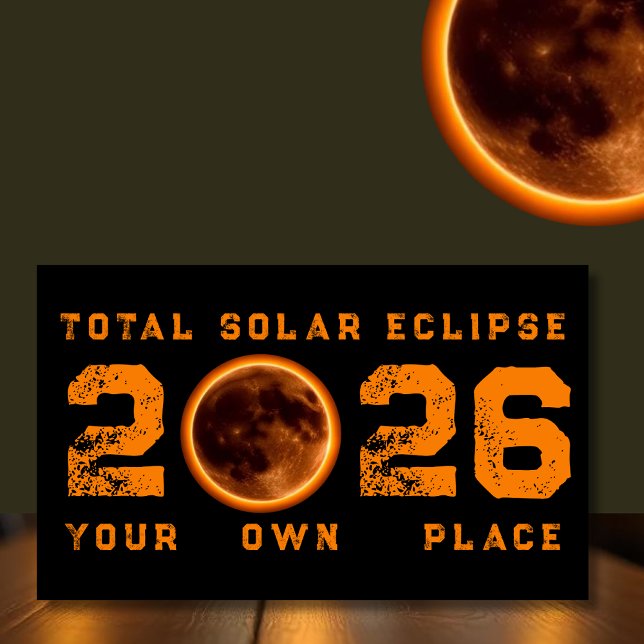 Total Solar Eclipse 2026 Rechteckiger Aufkleber (Total Solar Eclipse 2026 Rectangular Sticker)