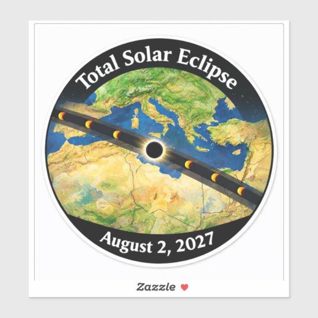 Total Solar Eclipse 2027 Map Aufkleber (Blatt)
