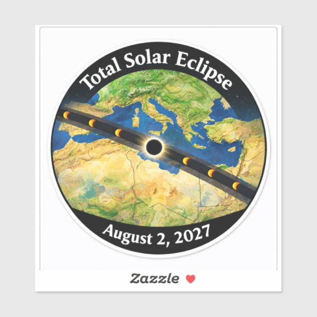 Total Solar Eclipse 2027 Map Aufkleber (Blatt)