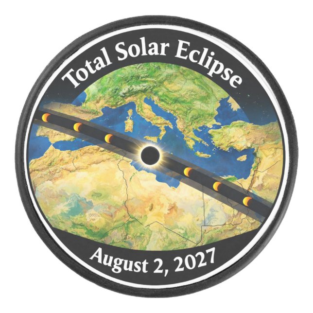 Total Solar Eclipse 2027 Map Eishockey Puck (Vorderseite)