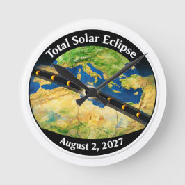 Total Solar Eclipse 2027 Map Runde Wanduhr