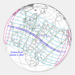 Total Solar Eclipse 2027 Map Runder Aufkleber