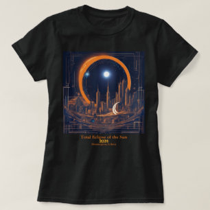 Total Solar Eclipse 2 Seiten IHRES Text Citycape T-Shirt