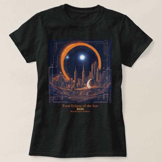 Total Solar Eclipse 2 Seiten IHRES Text Citycape T-Shirt (Design vorne)