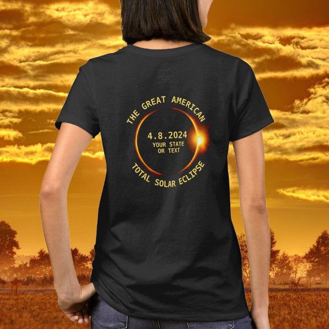 Total Solar Eclipse 4.8.2024 USA Staat hinzufügen T-Shirt (Von Creator hochgeladen)