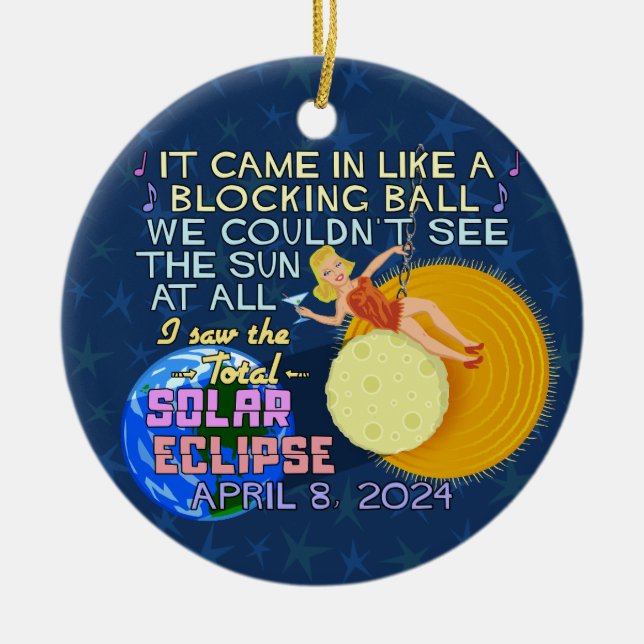 Total Solar Eclipse 8. April 2024 American Funny Keramik Ornament (Vorne)