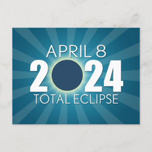Total Solar Eclipse - 8. April 2024 - Blue Design Postkarte