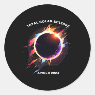 Total Solar Eclipse 8. April 2024 Totality Souveni Runder Aufkleber