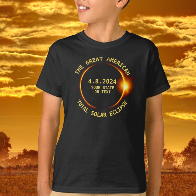 Total Solar Eclipse 8. April 2024 USA Ihr Staat T-Shirt (Von Creator hochgeladen)