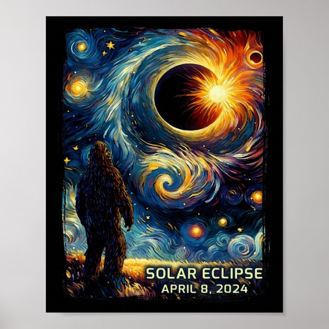 Total Solar Eclipse America Sasquatch Starry Night Poster (Vorne)