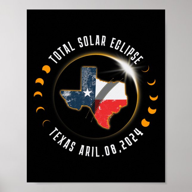 Total Solar Eclipse America Totality Texas 8 April Poster (Vorne)
