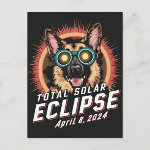 Total Solar Eclipse April 2024 German Shepherd Dog Postkarte