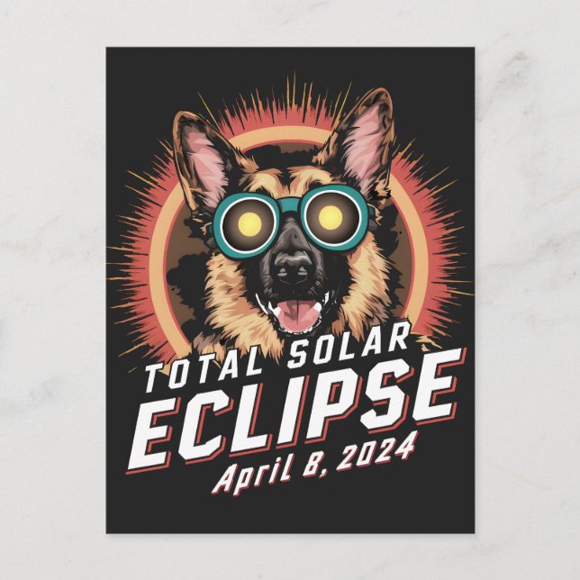 Total Solar Eclipse April 2024 German Shepherd Dog Postkarte (Vorderseite)