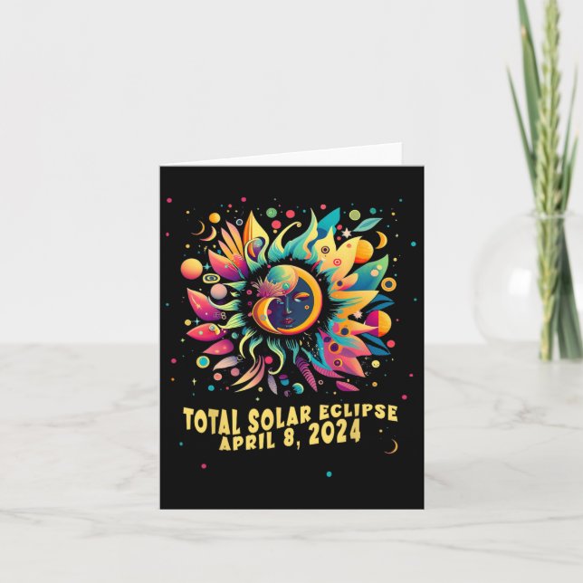 Total Solar Eclipse April 2024 Hippie Pop Art Karte (Vorderseite)
