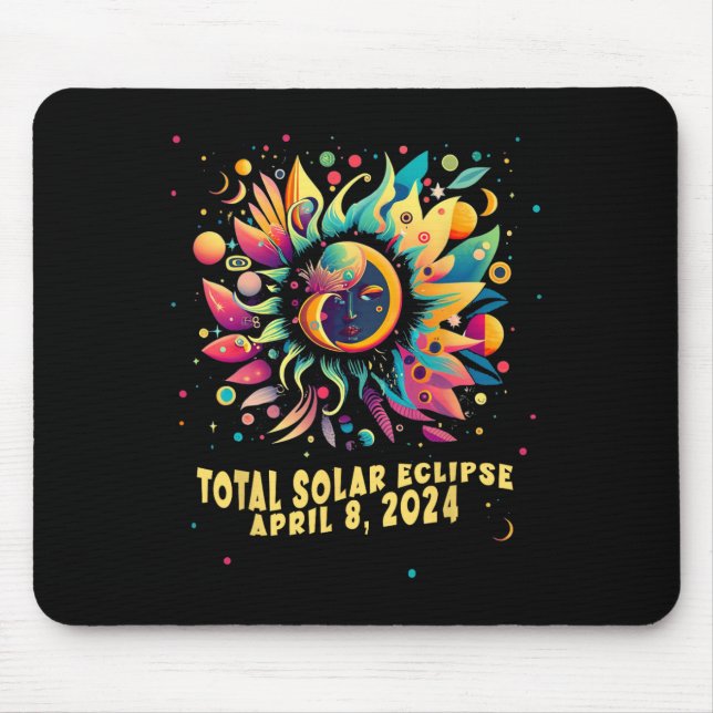 Total Solar Eclipse April 2024 Hippie Pop Art Mousepad (Vorne)