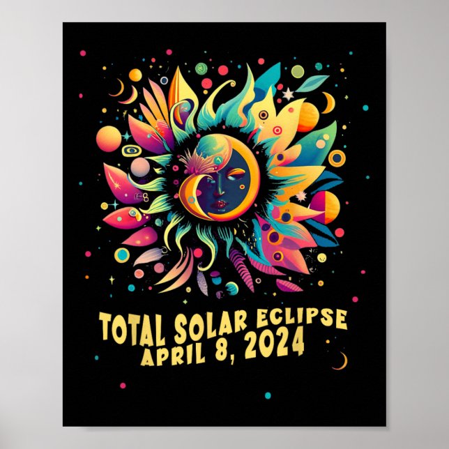 Total Solar Eclipse April 2024 Hippie Pop Art Poster (Vorne)