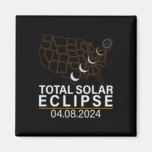 Total Solar Eclipse April 8 2024 Amerika Karte Magnet (Vorne)