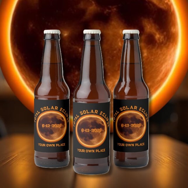 Total Solar Eclipse August 12, 2026 Bierflaschenetikett (Total Solar Eclipse August 12, 2026 Beer Bottle Label )