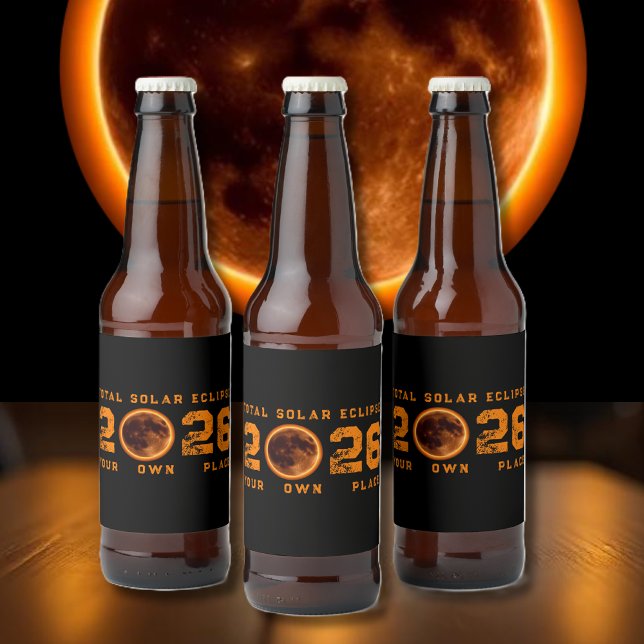 Total Solar Eclipse August 12, 2026 Bierflaschenetikett (Total Solar Eclipse August 12, 2026 Beer Bottle Label 
)