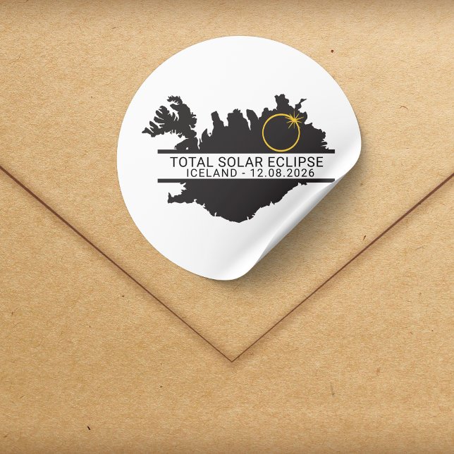 Total Solar Eclipse August 12 2026 – Iceland Runder Aufkleber (Von Creator hochgeladen)