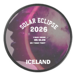 Total solar eclipse August 2026 text personalized Eishockey Puck