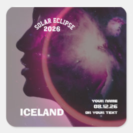 Total solar eclipse August 2026 text personalized Quadratischer Aufkleber